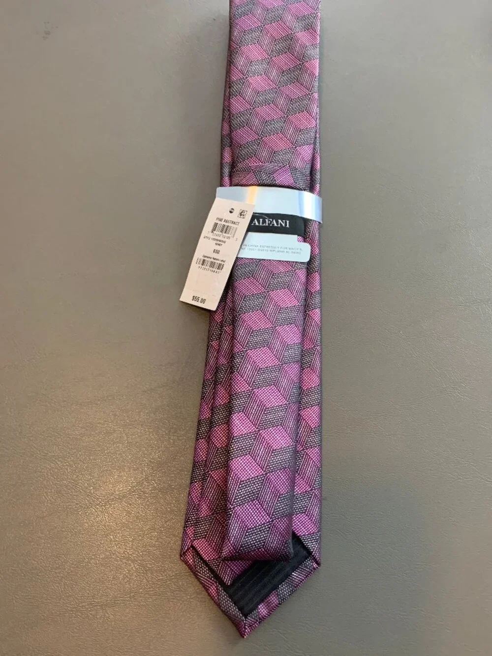 Alfani Men's Abstract Cube 2.75'' Neck Tie, Berry Pink Purple Multi, One Size